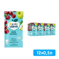 Нектар детский 3+ ФрутоНяня яблоко-вишня осветлённый 0.5 литра, 12 шт. в уп.