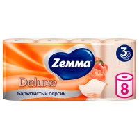 Туалетная бумага Zemma Deluxe Персик 3 слоя (8 шт)