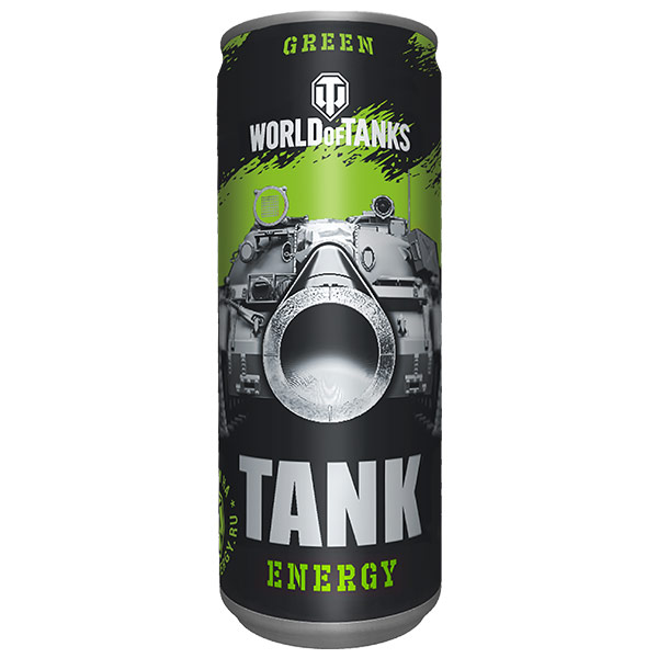 Энергетический напиток Tank World of Tanks Green 0.33 литра, ж/б, 12 шт. в уп.