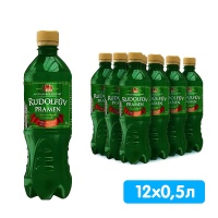 Вода Rudolfuv Pramen лечебно-столовая 0.5 литра, газ, пэт, 12 шт. в уп.