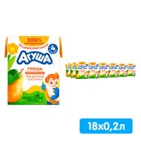 Сок Агуша груша осветленный 0.2 литра, 18 шт. в уп.