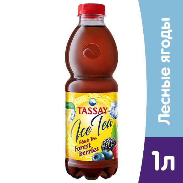 Чай Tassay черный с лесными ягодами 1 литр, пэт, 6 шт. в уп.