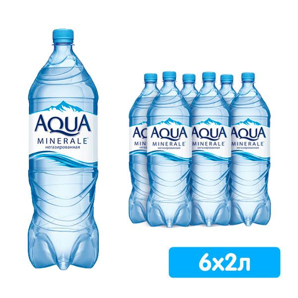 Вода Аква Минерале 2 литра, без газа, пэт, 6 шт. в уп.