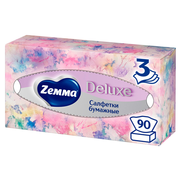 Салфетки косметические Zemma Deluxe 3-х сл. 90шт (1шт)
