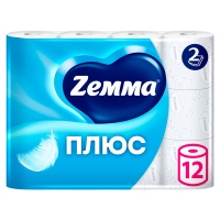 Туалетная бумага Zemma Плюс белая 2 слоя (12шт.)