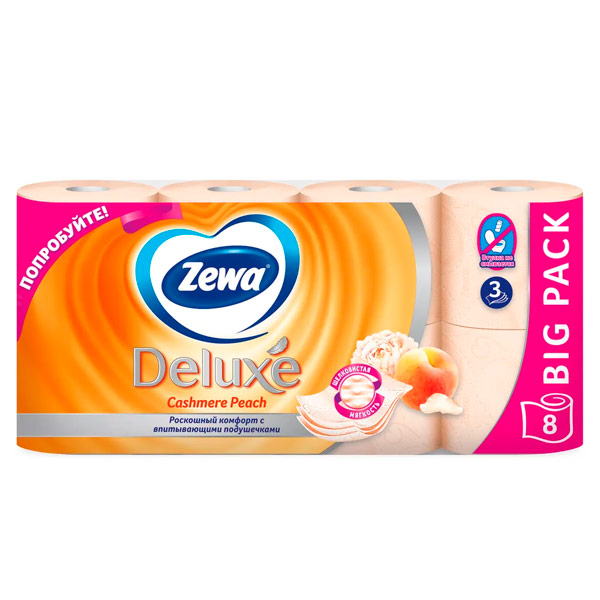 Туалетная бумага Zemma Deluxe Персик 3 слоя (8 шт)
