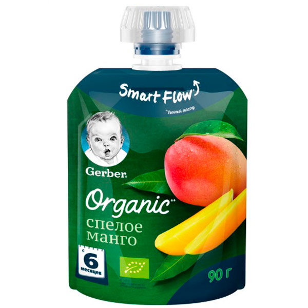Пюре Gerber Organic фруктовое спелое манго с 6 месяцев 90 гр