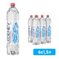 Вода Ledenev питьевая природная 1.5 литра, газ, пэт, 6 шт. в уп.