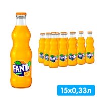 Fanta / Фанта Импорт 0.33 литра, газ, стекло, 15 шт. в уп.