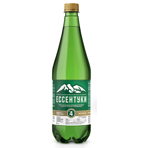 Вода Ессентуки №4 Тэсти 1 литр, газ, пэт, 6 шт. в уп.