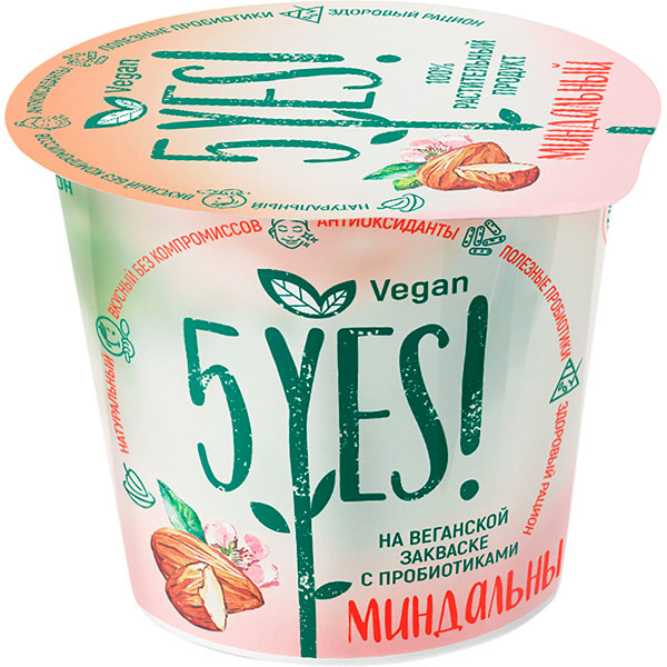 Йогурт растительный 5yes! миндальный на веганской закваске 130г