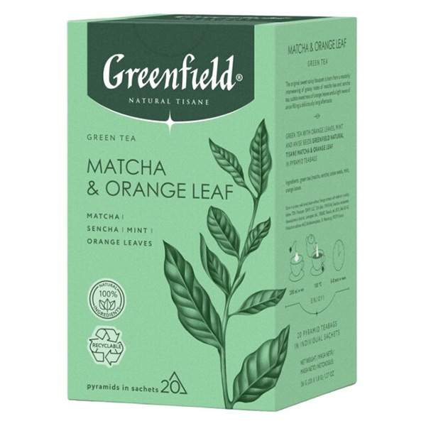 Greenfield / Гринфилд с мятой и листьями апельсина Matcha & Orange Leaf 20 пир