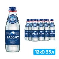Вода минеральная Tassay 0.25 литра, газ, стекло, 12 шт. в уп.