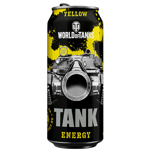 Энергетический напиток Tank World of Tanks Yellow 0.45 литра, ж/б, 12 шт. в уп.