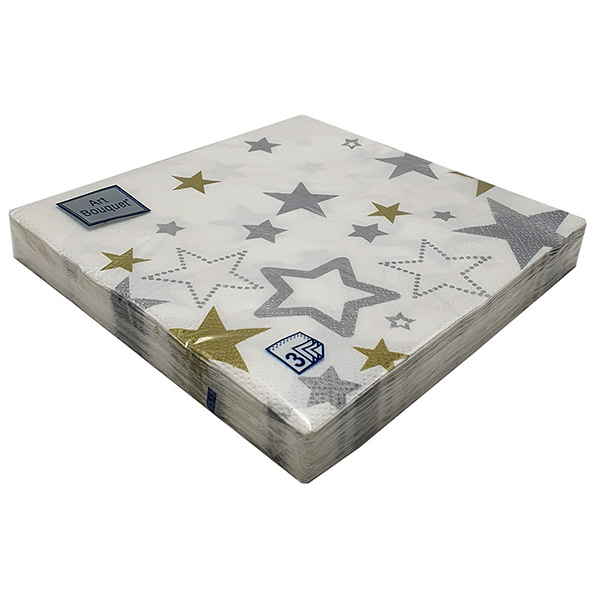 Салфетки бумажные Art Bouquet Звезды на белом 3 слоя 33x33 см, 20 шт.