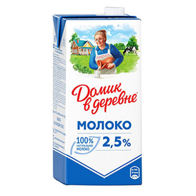 Молоко Домик в деревне 2,5% БЗМЖ 950 гр, 12 шт. в уп