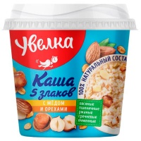 Каша Увелка быстрого приготовления 5 злаков с медом и орехами 40 гр ...