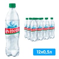Вода Evitera питьевая 0.5 литра, газ, пэт, 12 шт. в уп.