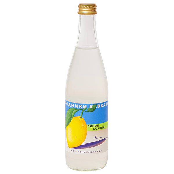 Напиток Родники Кавказа Лимон 0.5 литра, газ, стекло, 12 шт. в уп.