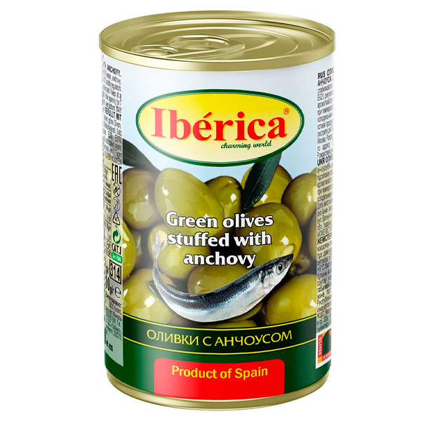 Оливки Iberica с анчоусом 300 гр