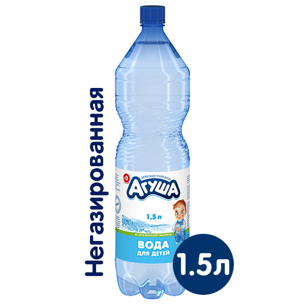 Вода Агуша 1.5 литра, без газа, пэт, 6 шт. в уп.