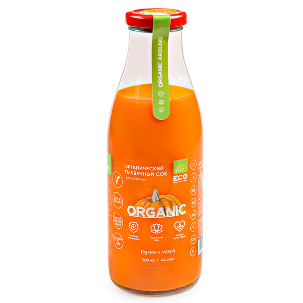 Тыквенный сок Organic Around прямого отжима с мякотью (Ферма М2) 0,5 литра