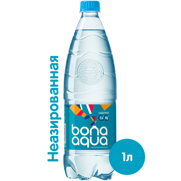 Вода Bona Aqua 1 литр, без газа, пэт, 12 шт. в уп.
