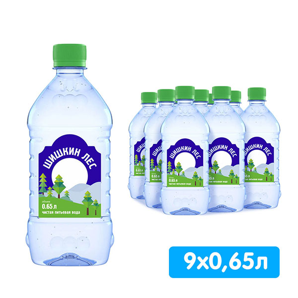 Вода Шишкин лес 0,65 литра, без газа, пэт, 9 шт. в уп.