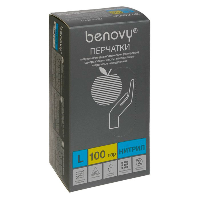 

Перчатки Benovy нитриловые розовые размер L 100 шт