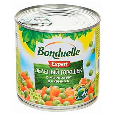 Горошек Bonduelle зеленый с морковью в кубиках 400 гр
