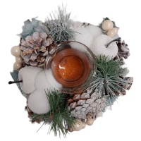 Венок-подсвечник бело-зеленый 19 см