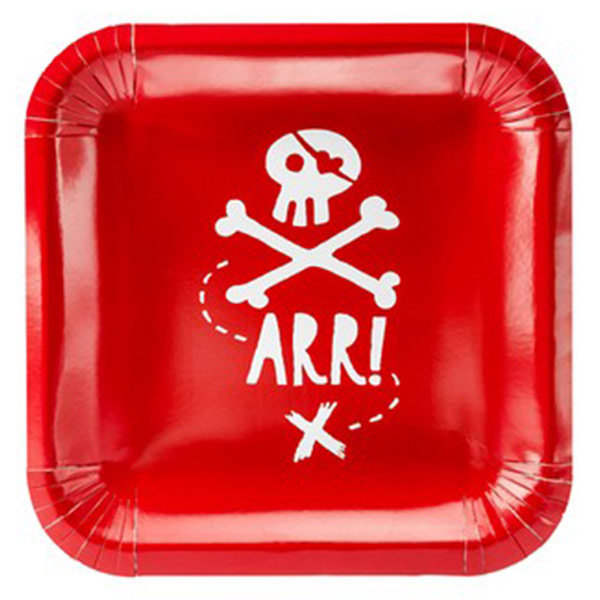 Тарелки картонные Пираты красные 20x20 см 6 шт. в уп