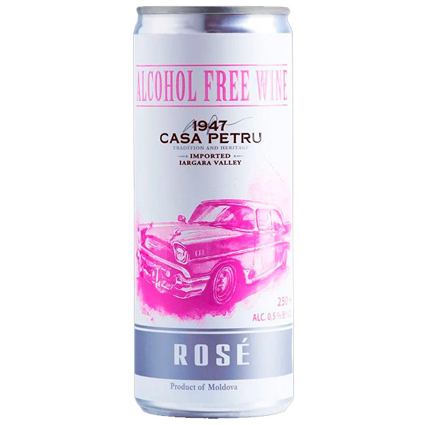 Безалкогольное вино Casa Petru Розе розовое полусладкое 0.25 литра, газ, ж/б Безалкогольное вино Casa Petru Розе розовое полусладкое 0.25 литра, газ, ж/б - фото 1
