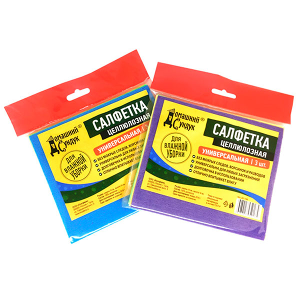 Салфетка универсальная целлюлозная Домашний Сундук 14х16см 3шт