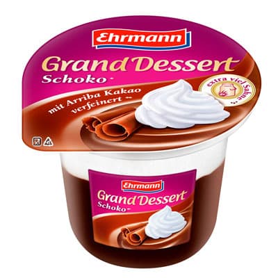 Пудинг Ehrmann Grand Dessert Шоколад ультрапастеризованный со сливочным муссом 5,2% БЗМЖ 200 гр