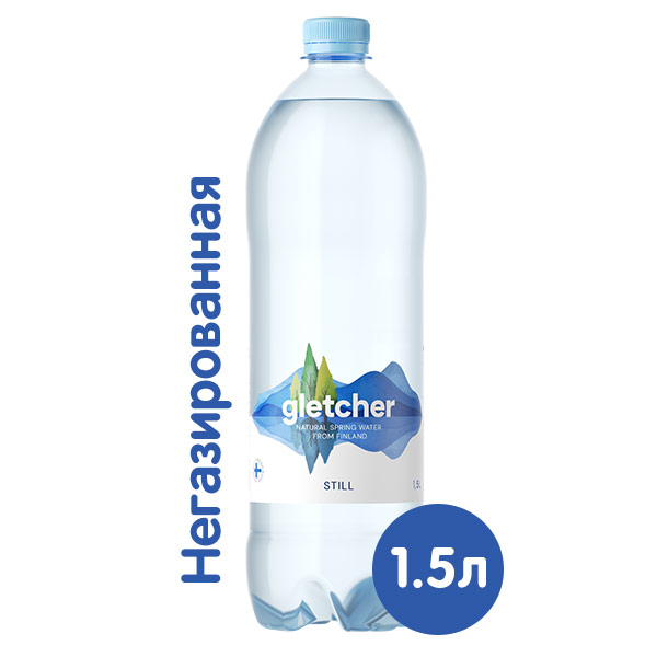 Вода Gletcher родниковая 1.5 литра, без газа, пэт, 6 шт. в уп.