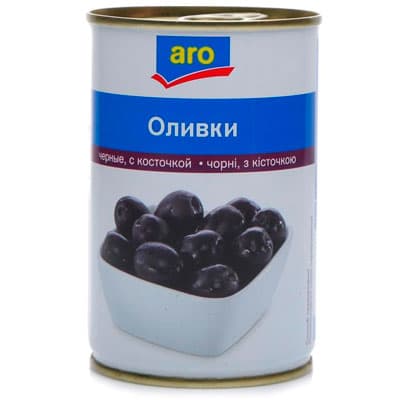 Оливки черные Aro с косточкой 300 гр