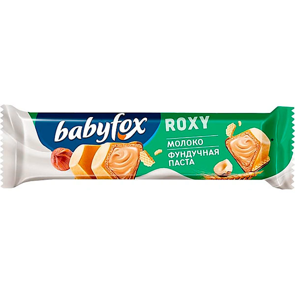 Батончик вафельный BabyFox Roxy молоко и фундучная паста 18 гр