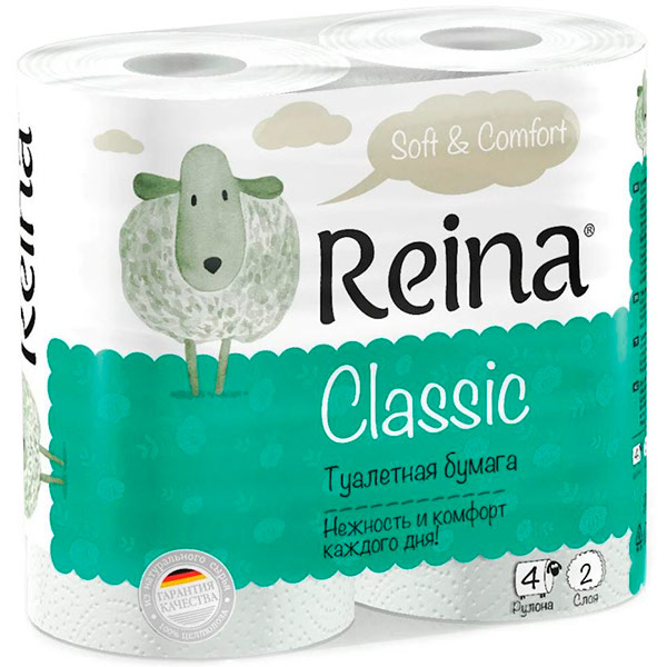 Туалетная бумага Reina Классик 2 слоя 4 шт. в уп.