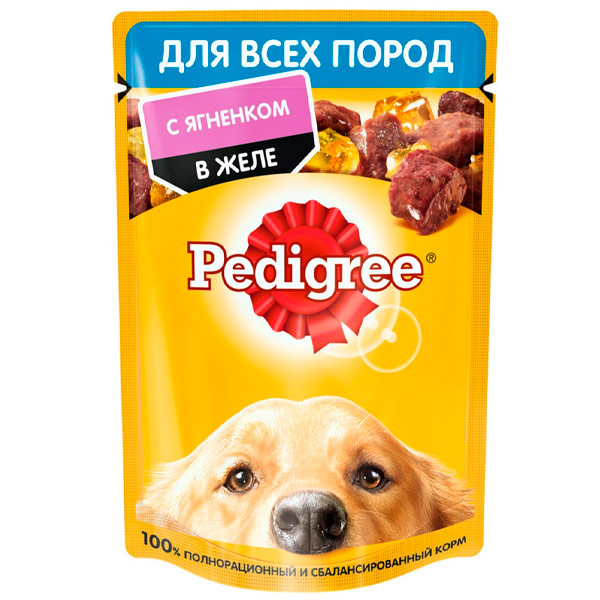 Корм Pedigree желе для собак с ягнёнком 85 гр