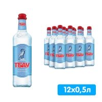 Вода Тбау Премиум 0.5 литра, газ, стекло, 12 шт. в уп.