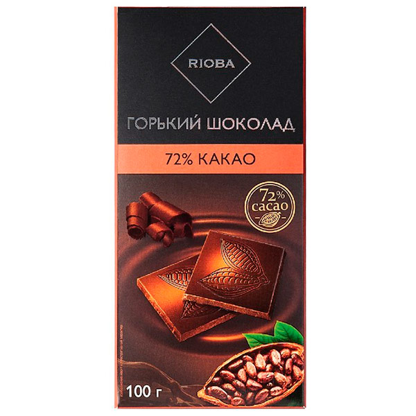 Шоколад Rioba горький 72% какао 100 гр