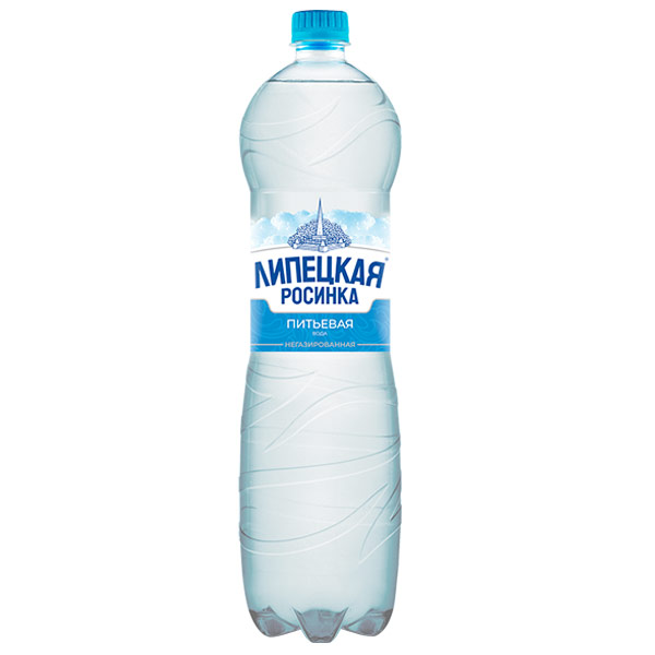 Вода Липецкая Росинка питьевая 1,5 литра, без газа, пэт, 6 шт. в уп