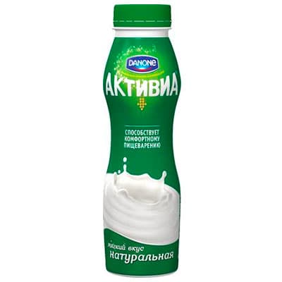 Йогурт Активиа питьевой натуральный 2,4% БЗМЖ 290 гр