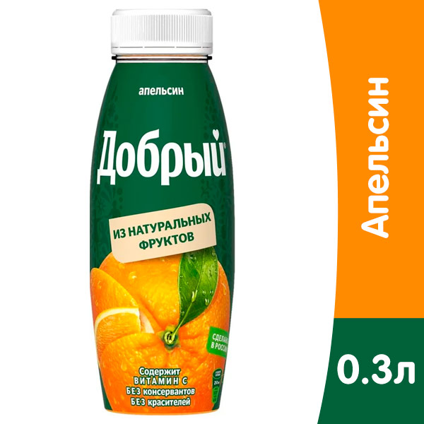 Сок Добрый апельсин 0,3 литра, пэт, 12 шт. в уп.