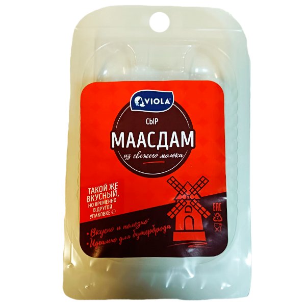 Сыр Viola Маасдам нарезка 45% БЗМЖ 120 гр 