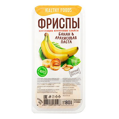Снэки Healthy Foods Фриспы сублимированный банан и арахисовая паста 38 гр