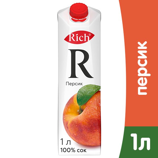 Сок Rich персик 1 литр, 12 шт. в уп.