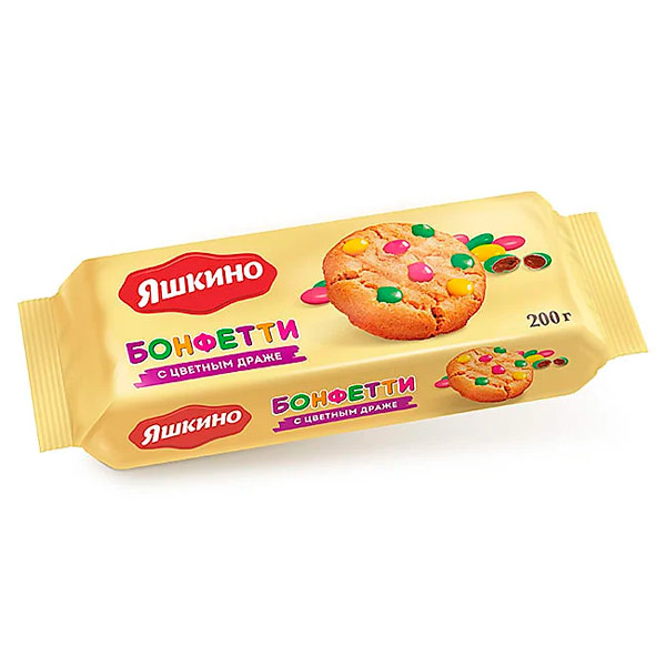 Печенье Яшкино Бонфетти с цветным драже 200 гр