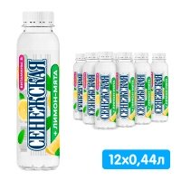 Вода Сенежская+ Лимон - Мята 0.44 литра, без газа, пэт, 12 шт. в уп.